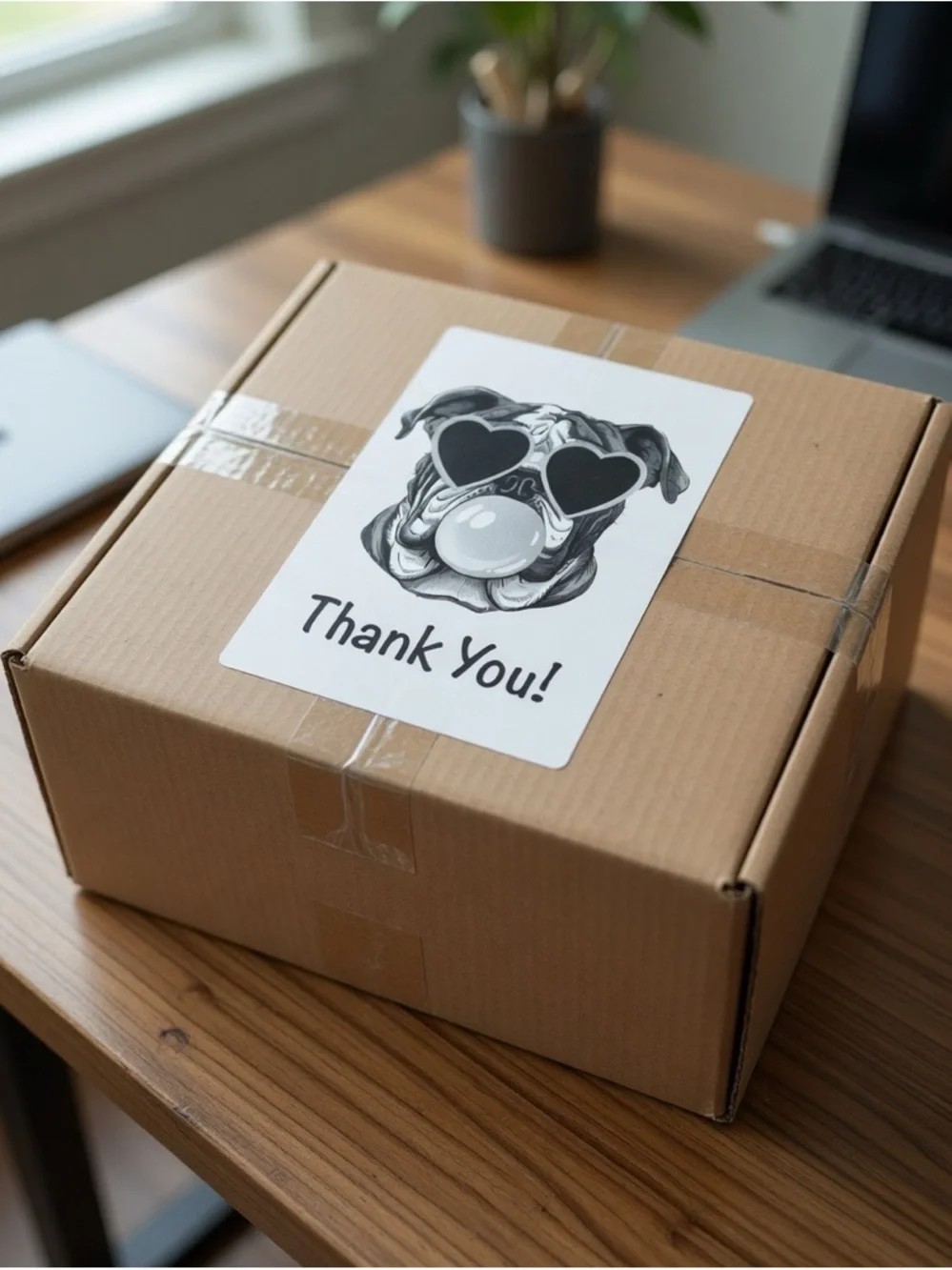 Old English Bulldog Thank You Labels 4”x6”-100ct.